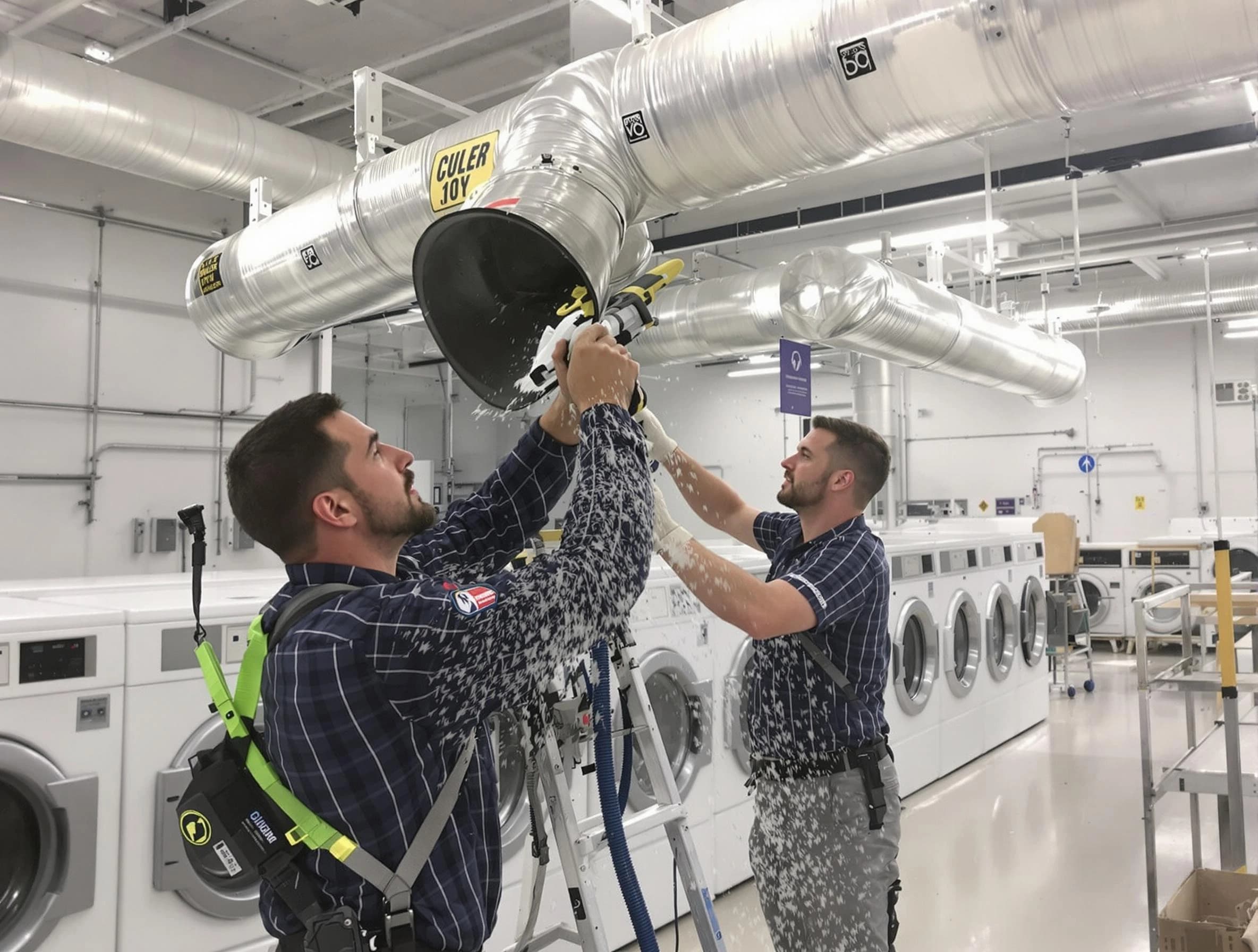 Apache Junction Dryer Vent Cleaning team performing large-scale commercial dryer vent cleaning in Apache Junction