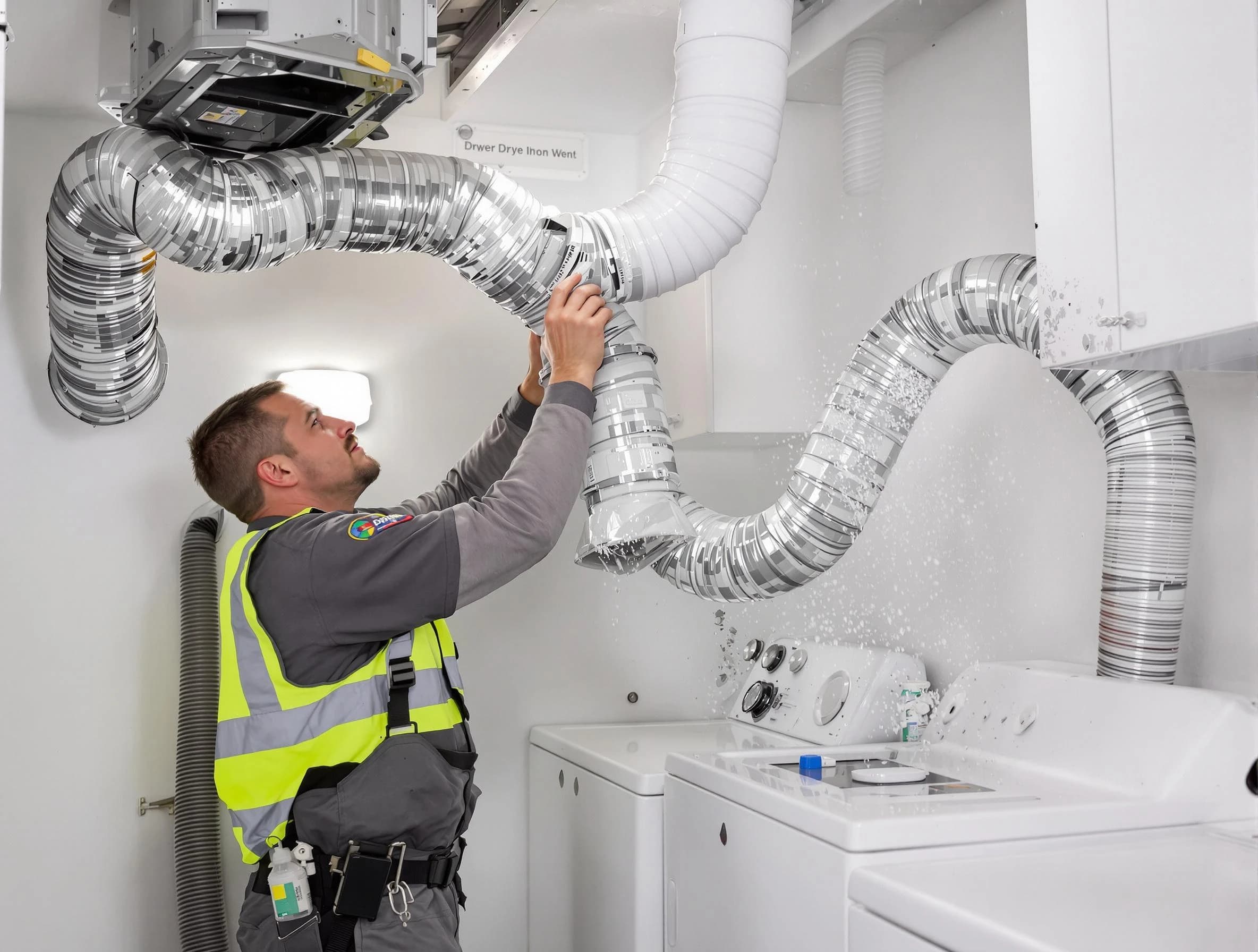 Apache Junction Dryer Vent Cleaning technician performing detailed dryer exhaust vent cleaning at a home in Apache Junction