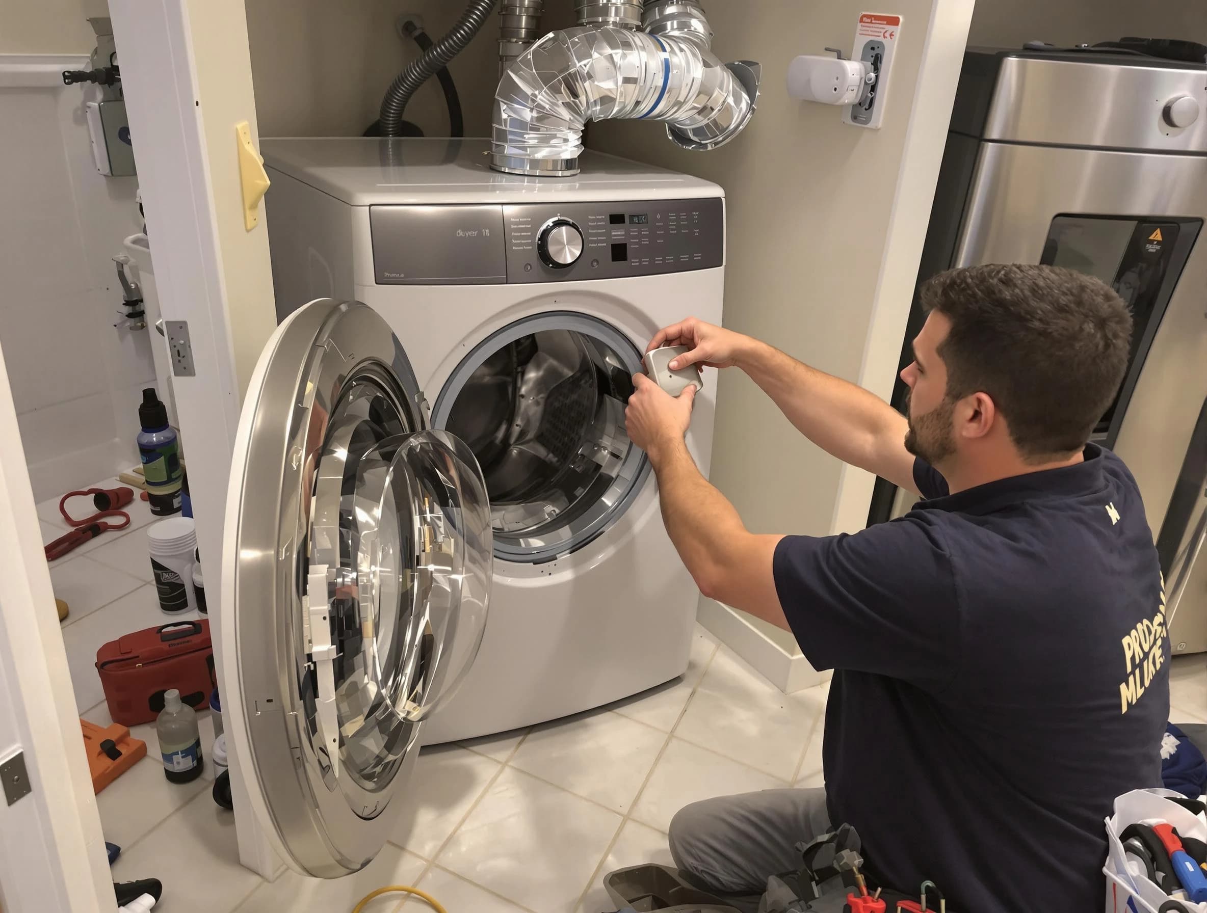 Apache Junction Dryer Vent Cleaning technician performing precise dryer vent hose installation in Apache Junction