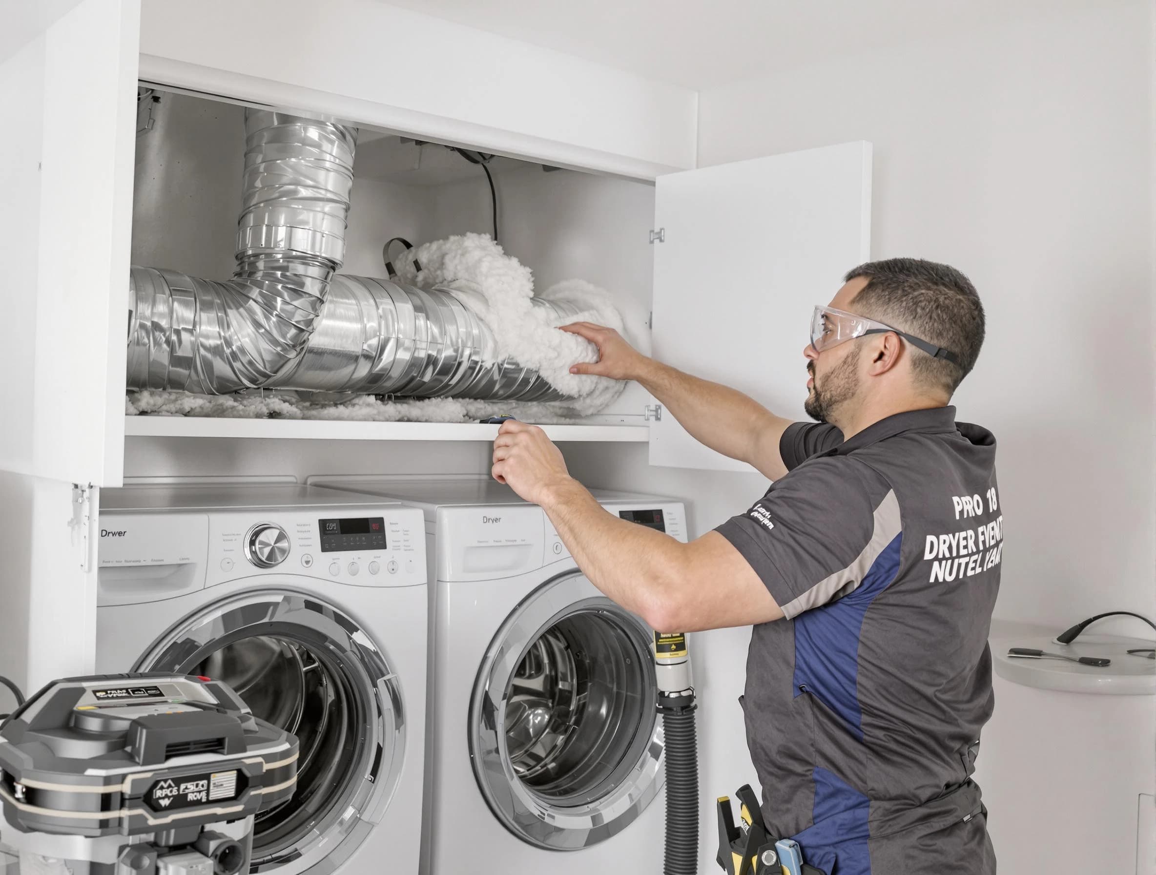 Apache Junction Dryer Vent Cleaning certified technician performing specialized gas dryer vent cleaning in Apache Junction