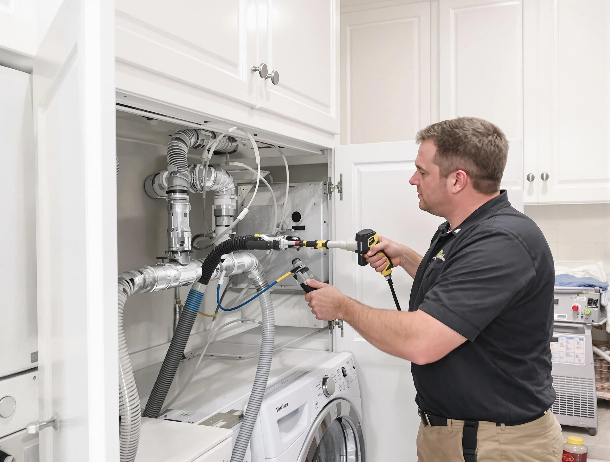 Apache Junction Dryer Vent Cleaning professional removing severe blockage from a clogged dryer vent in Apache Junction